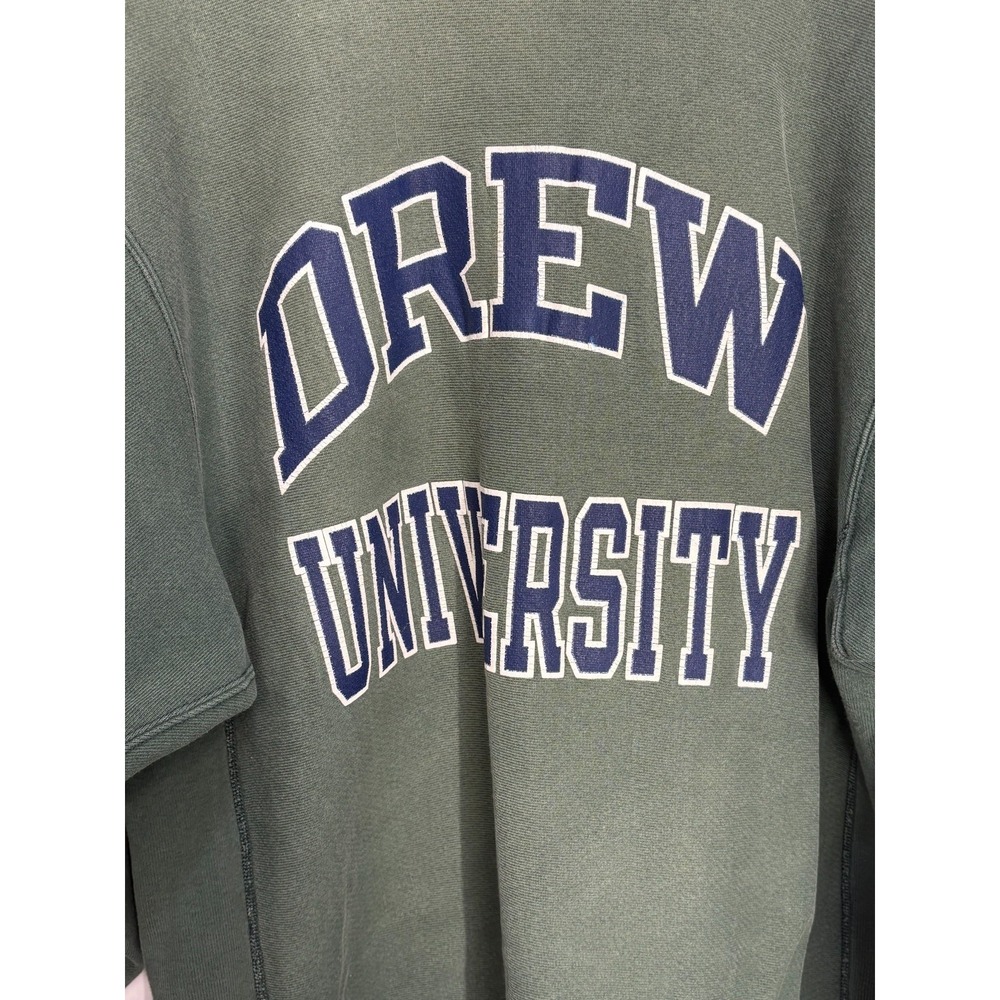Champion Reverse Weave Sweatshirt Mens Green Graphic Drew University Comfort 2XL